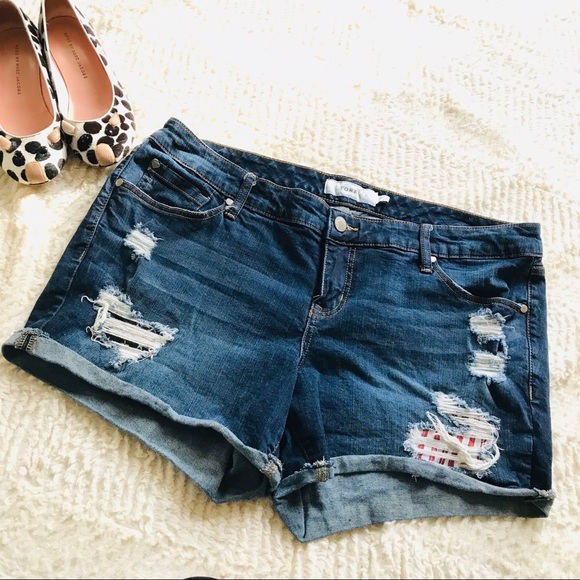 torrid Pants - Torrid Distressed Americana Denim Shorts